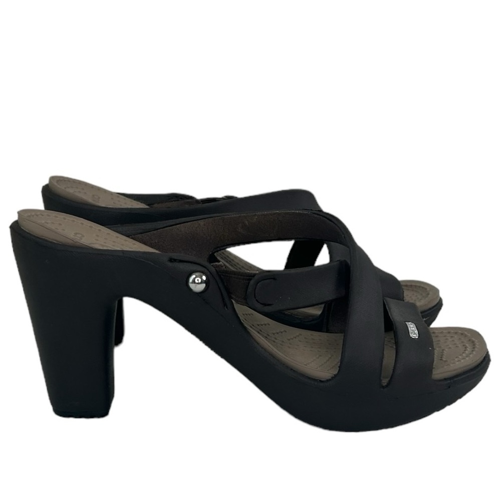 Crocs Women's 14558 Cyprus IV Heel Sandals Brown Tan Strappy Platform Shoe SZ 7